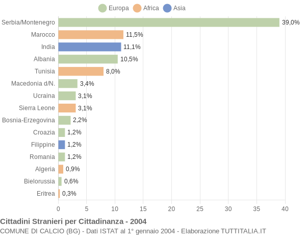 Grafico cittadinanza stranieri - Calcio 2004