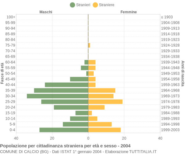 Grafico cittadini stranieri - Calcio 2004