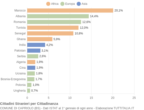 Grafico cittadinanza stranieri - Capriolo 2009