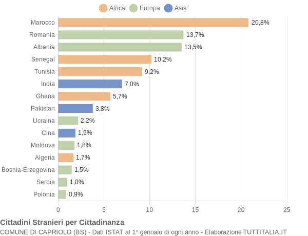 Grafico cittadinanza stranieri - Capriolo 2011