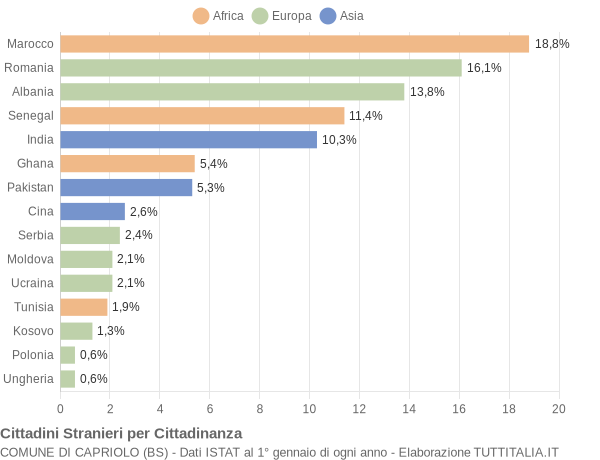 Grafico cittadinanza stranieri - Capriolo 2014