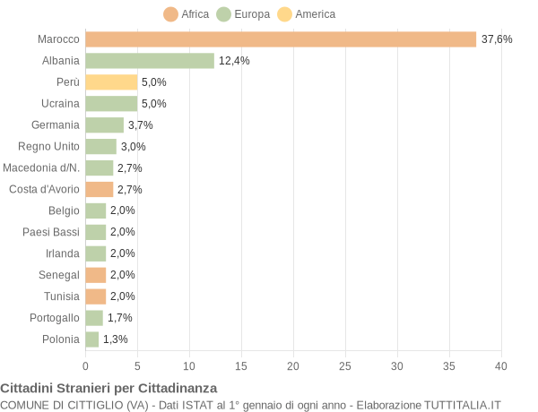 Grafico cittadinanza stranieri - Cittiglio 2008