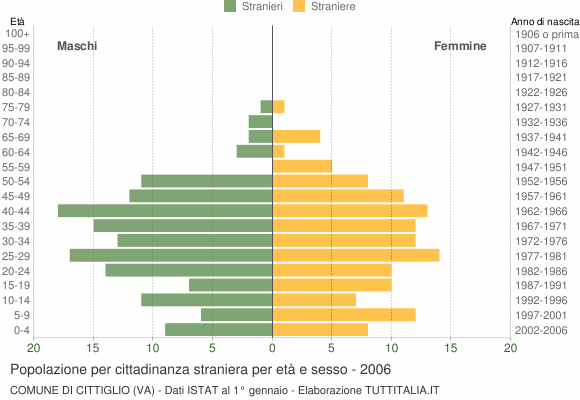 Grafico cittadini stranieri - Cittiglio 2006