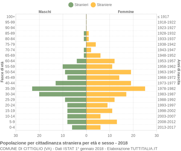 Grafico cittadini stranieri - Cittiglio 2018