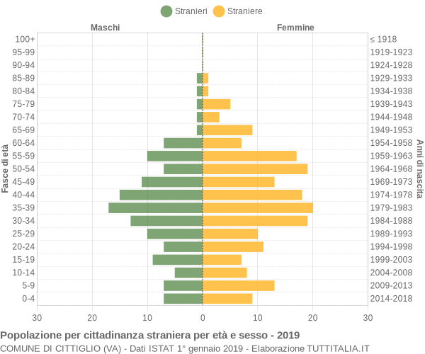 Grafico cittadini stranieri - Cittiglio 2019