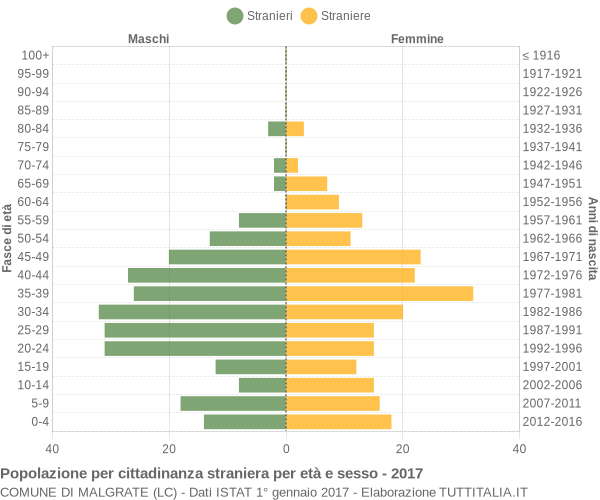 Grafico cittadini stranieri - Malgrate 2017