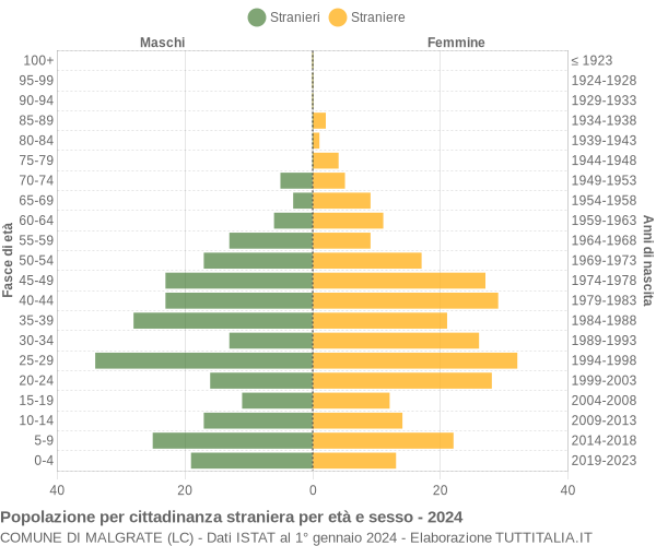 Grafico cittadini stranieri - Malgrate 2024