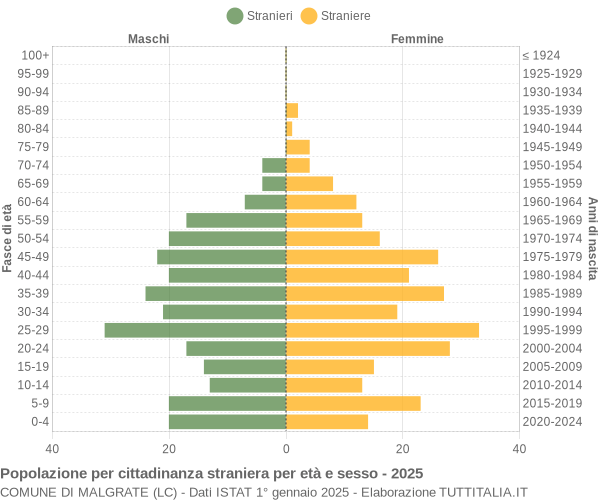 Grafico cittadini stranieri - Malgrate 2025