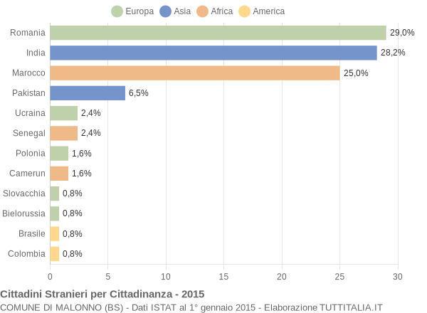 Grafico cittadinanza stranieri - Malonno 2015