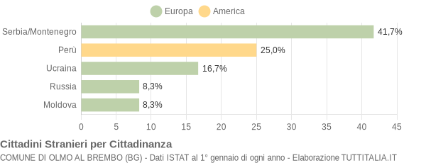 Grafico cittadinanza stranieri - Olmo al Brembo 2008