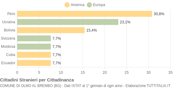 Grafico cittadinanza stranieri - Olmo al Brembo 2016