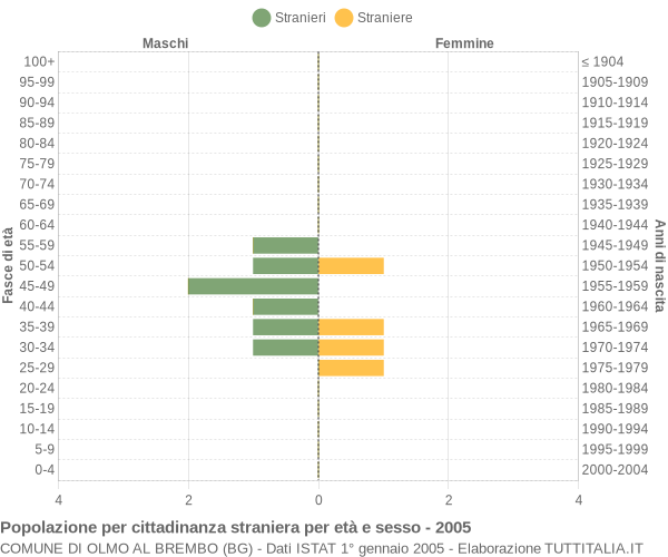 Grafico cittadini stranieri - Olmo al Brembo 2005