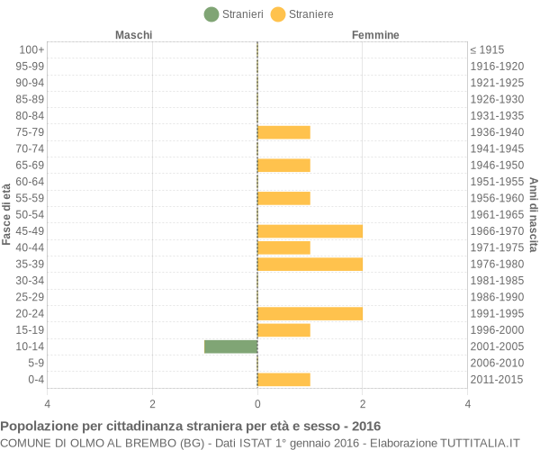 Grafico cittadini stranieri - Olmo al Brembo 2016