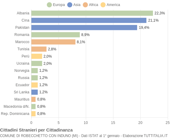 Grafico cittadinanza stranieri - Robecchetto con Induno 2009