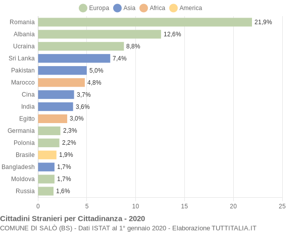 Grafico cittadinanza stranieri - Salò 2020