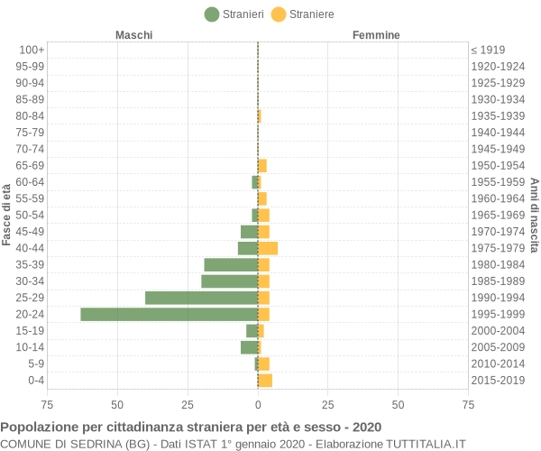 Grafico cittadini stranieri - Sedrina 2020