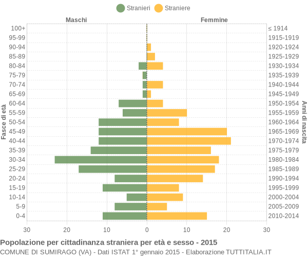 Grafico cittadini stranieri - Sumirago 2015