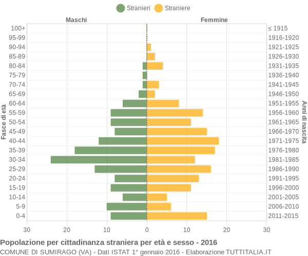 Grafico cittadini stranieri - Sumirago 2016