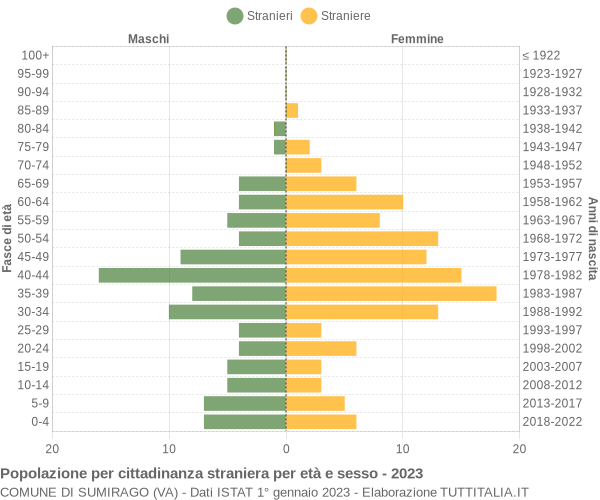 Grafico cittadini stranieri - Sumirago 2023