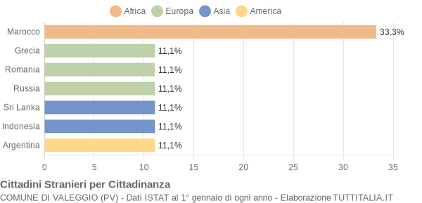 Grafico cittadinanza stranieri - Valeggio 2006