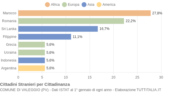 Grafico cittadinanza stranieri - Valeggio 2009