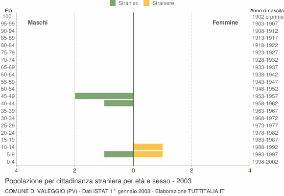 Grafico cittadini stranieri - Valeggio 2003