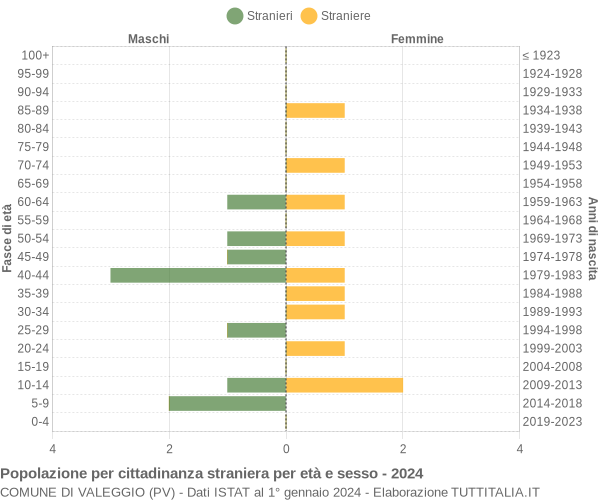 Grafico cittadini stranieri - Valeggio 2024