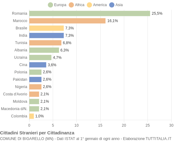 Grafico cittadinanza stranieri - Bigarello 2015