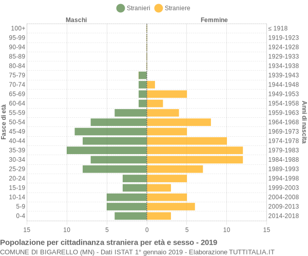 Grafico cittadini stranieri - Bigarello 2019