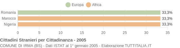 Grafico cittadinanza stranieri - Irma 2005