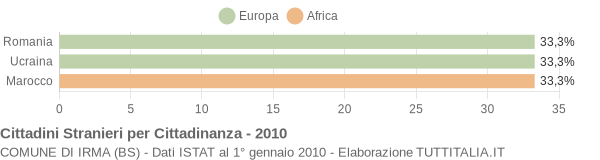 Grafico cittadinanza stranieri - Irma 2010