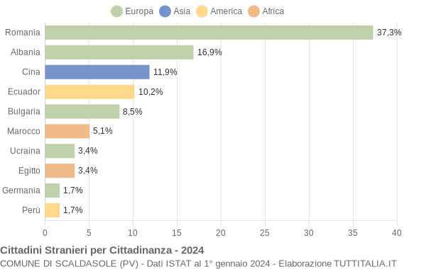 Grafico cittadinanza stranieri - Scaldasole 2024