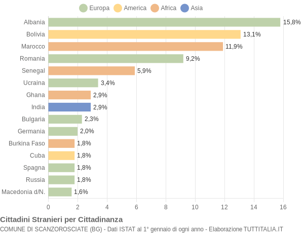 Grafico cittadinanza stranieri - Scanzorosciate 2009