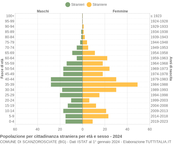 Grafico cittadini stranieri - Scanzorosciate 2024