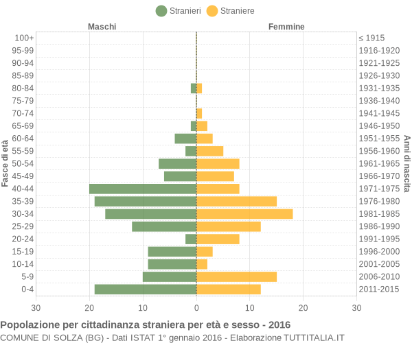 Grafico cittadini stranieri - Solza 2016