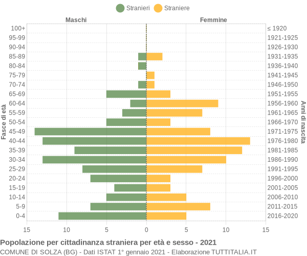 Grafico cittadini stranieri - Solza 2021