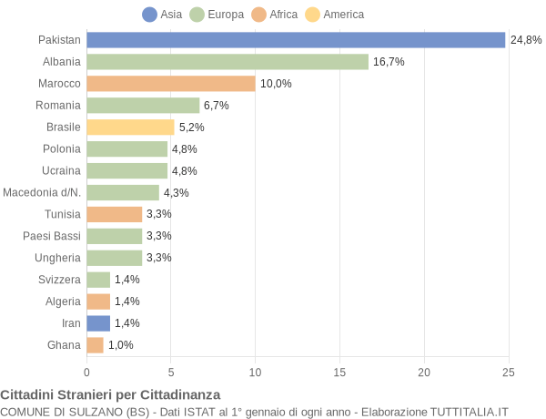 Grafico cittadinanza stranieri - Sulzano 2009