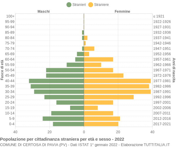 Grafico cittadini stranieri - Certosa di Pavia 2022