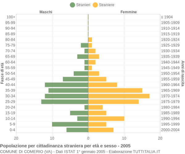 Grafico cittadini stranieri - Comerio 2005
