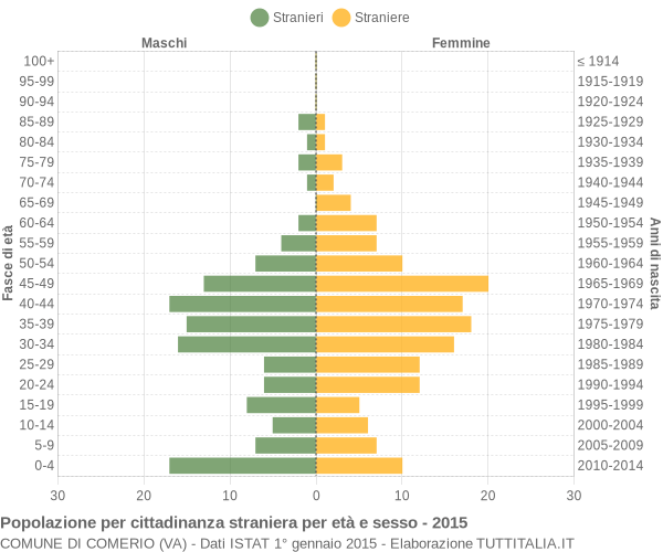 Grafico cittadini stranieri - Comerio 2015