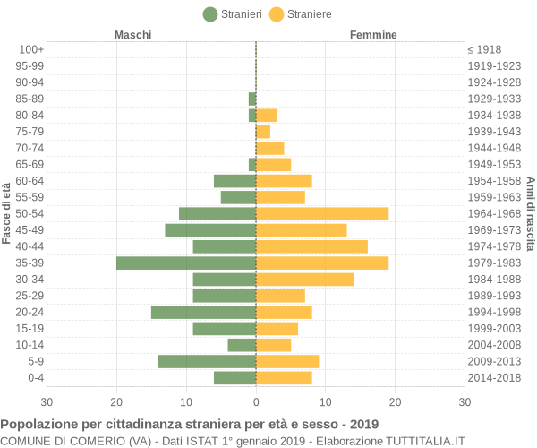 Grafico cittadini stranieri - Comerio 2019