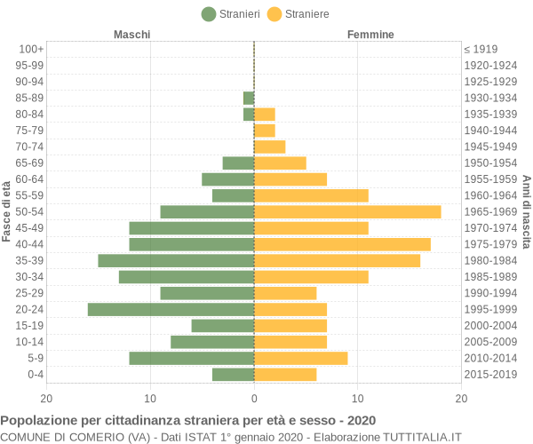 Grafico cittadini stranieri - Comerio 2020