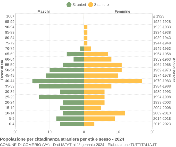 Grafico cittadini stranieri - Comerio 2024