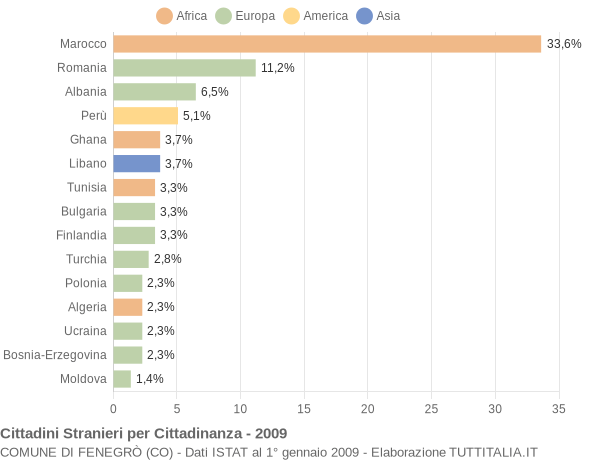 Grafico cittadinanza stranieri - Fenegrò 2009