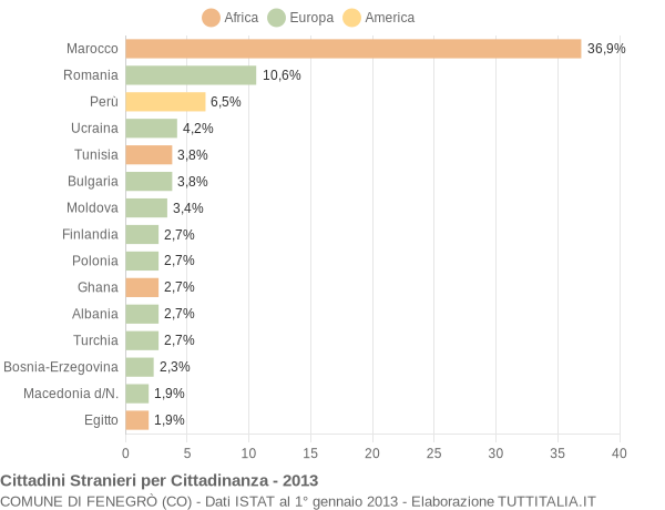Grafico cittadinanza stranieri - Fenegrò 2013