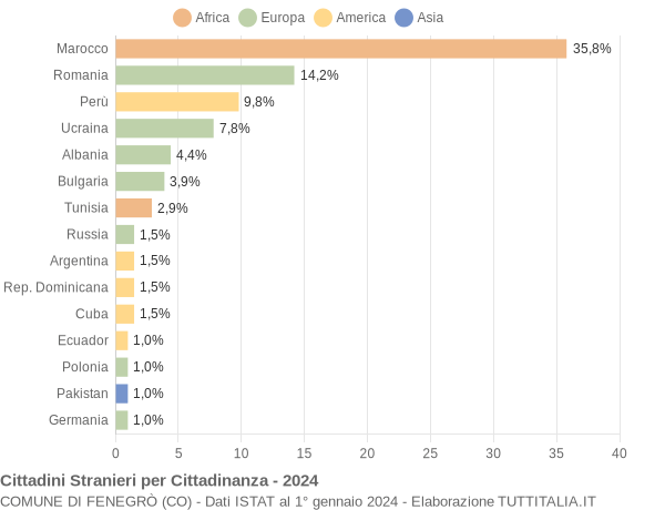 Grafico cittadinanza stranieri - Fenegrò 2024