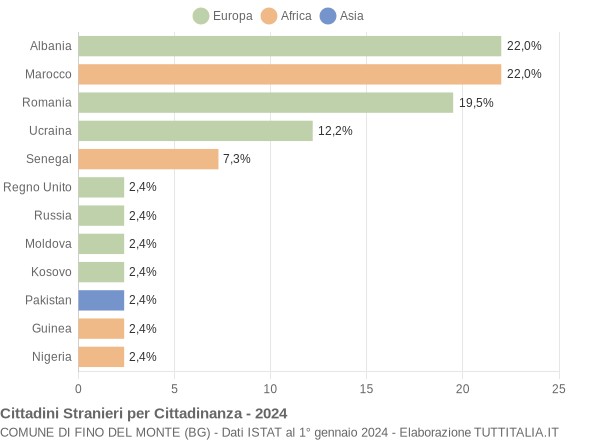 Grafico cittadinanza stranieri - Fino del Monte 2024