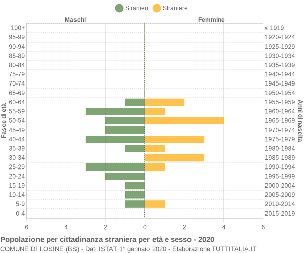 Grafico cittadini stranieri - Losine 2020