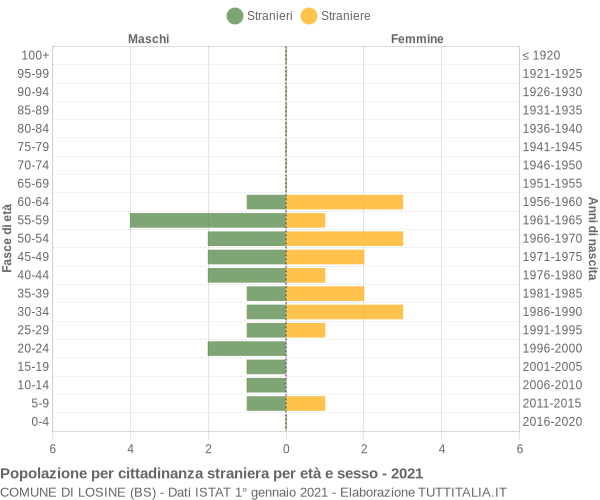 Grafico cittadini stranieri - Losine 2021