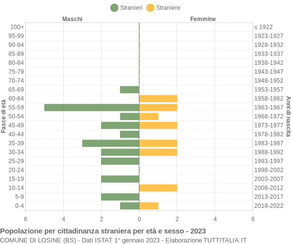 Grafico cittadini stranieri - Losine 2023